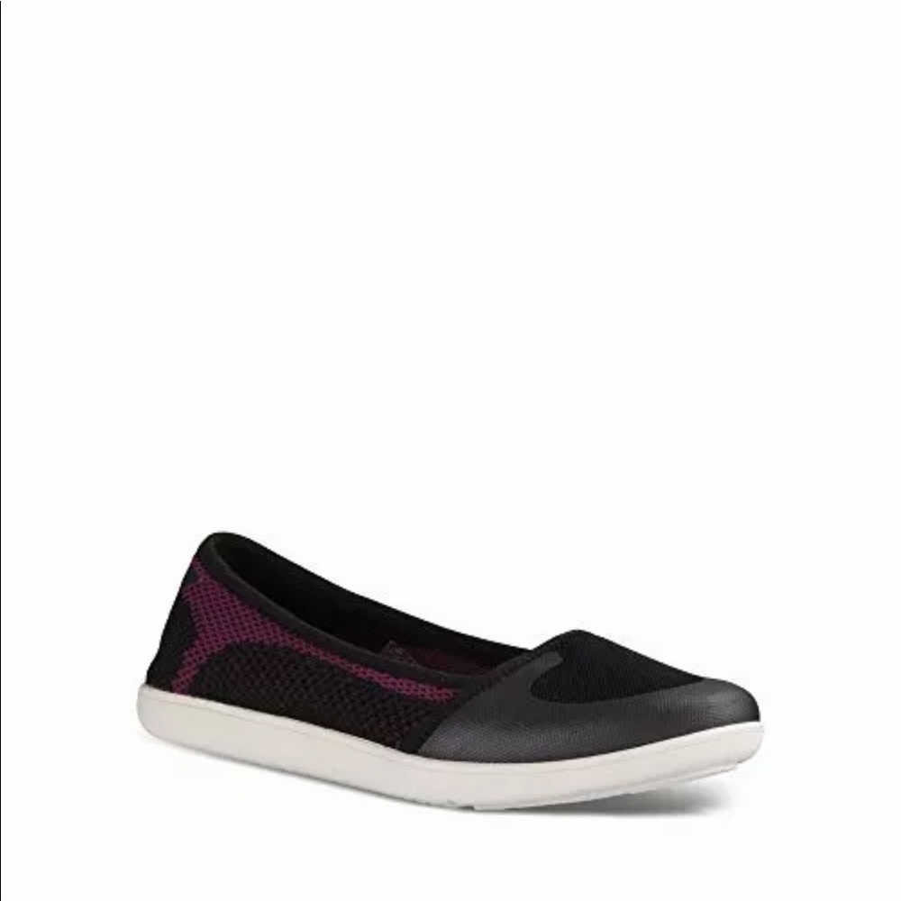 Teva Black and Purple Mesh Slip-On Ballet Flat Sandal
